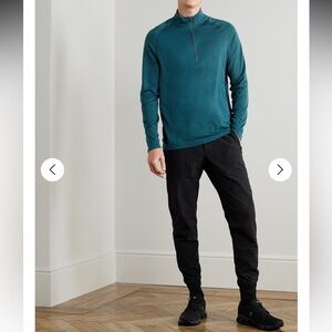 lululemon Men Size SM Heather Green Half Zip Long Sleeve Thermal Athletic Shirt